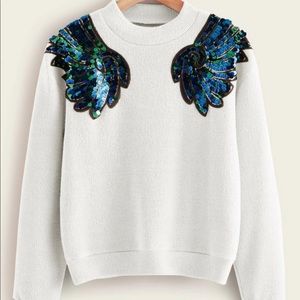 Contrast Sequin Wing Sweater
